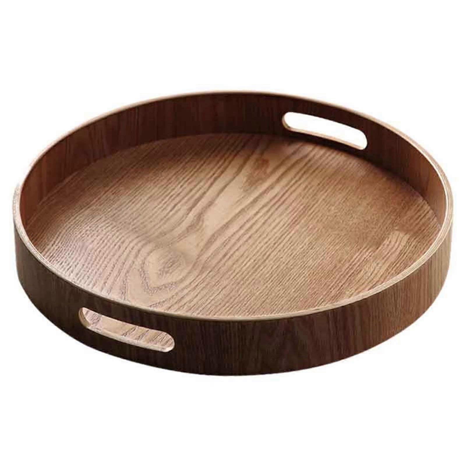 Bamboo Serving Tray 13.7 Inch With Cutout Handles Rectangular Snack Carrier