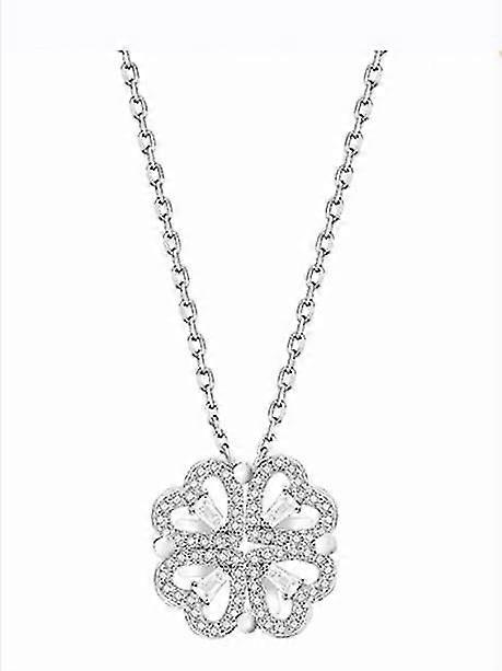 Heart-shaped four-leaf clover necklace