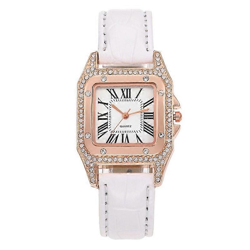 Women Tonneau Square Strap Quartz Watch, Color: White