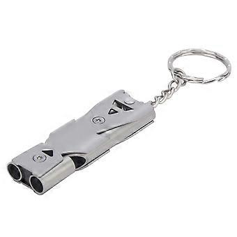 Super Loud Double-Tube Stainless Steel Emergency Whistle for Outdoor Adventures