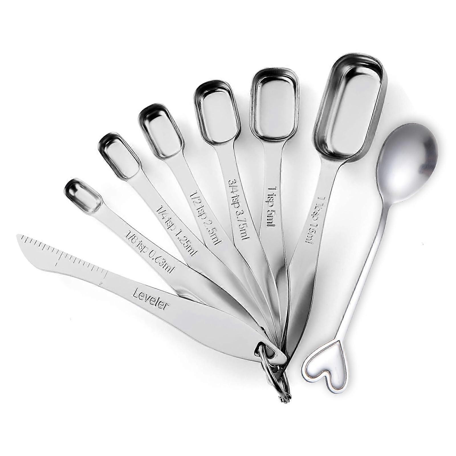 8-Piece Stainless Steel Measuring Spoons With Leveler, Long-Handle Design, Kitchen Measuring Spoon Set