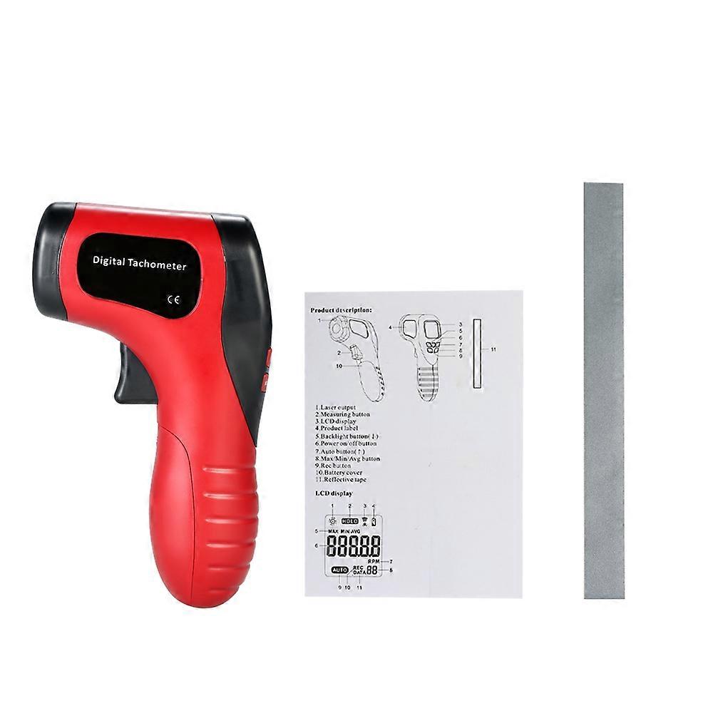 Handheld Digital LCD Photo Tachometer Laser Non-Contact Tach Range 2.5-99999RPM Motor Speed Meter with 1pc Reflective Tape