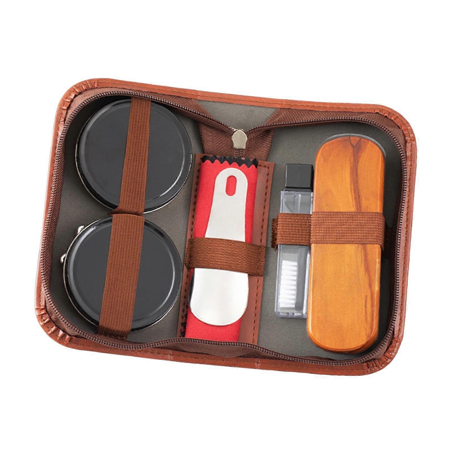 طقم تلميع الأحذية تلميع الملابس أحذية السفر مع حقيبة جلدية حذاء تلميع كيت