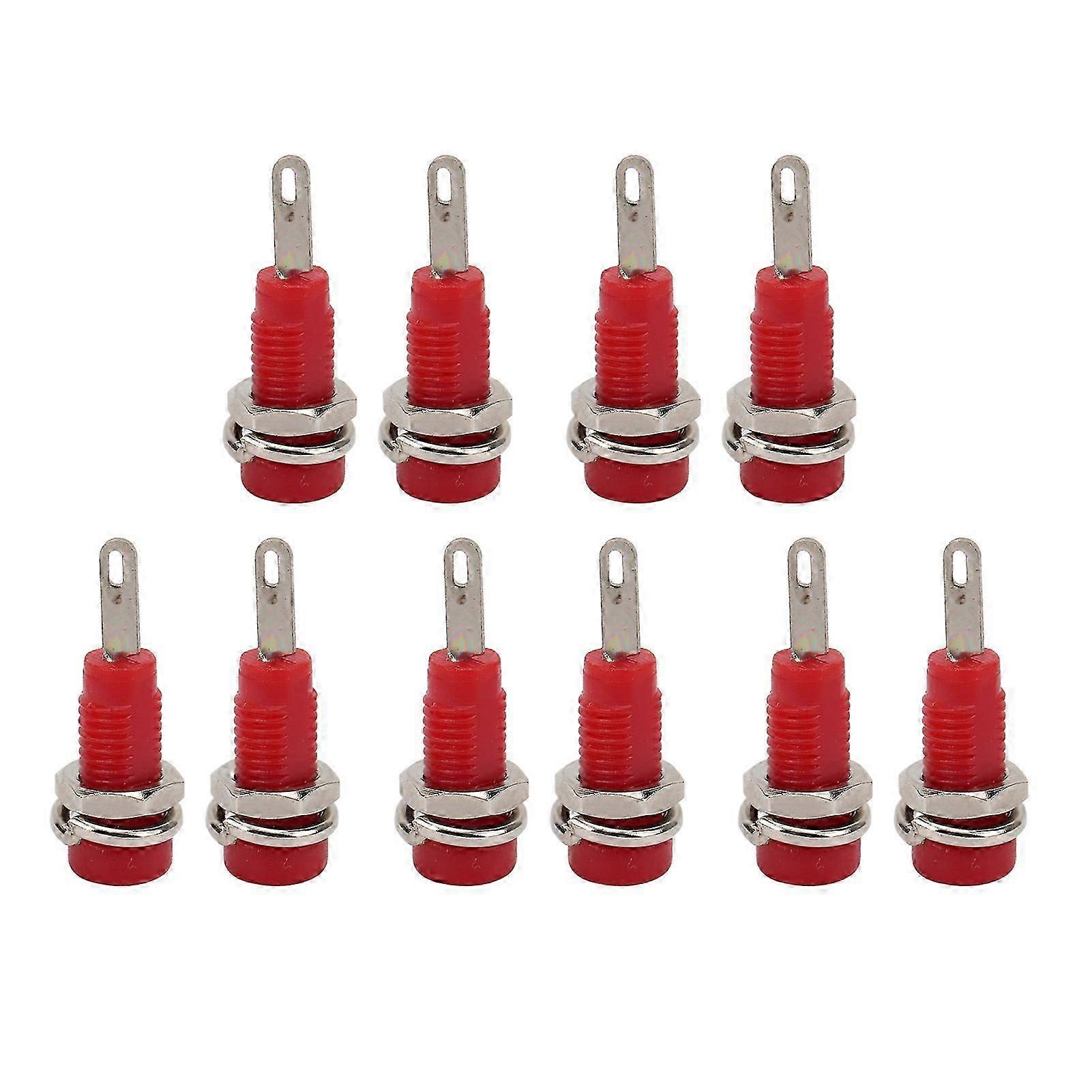 10Pcs J.40003 2mm Banana Jack Panel Socket Extended Post Plug Adapter for Electronic InstrumentRed