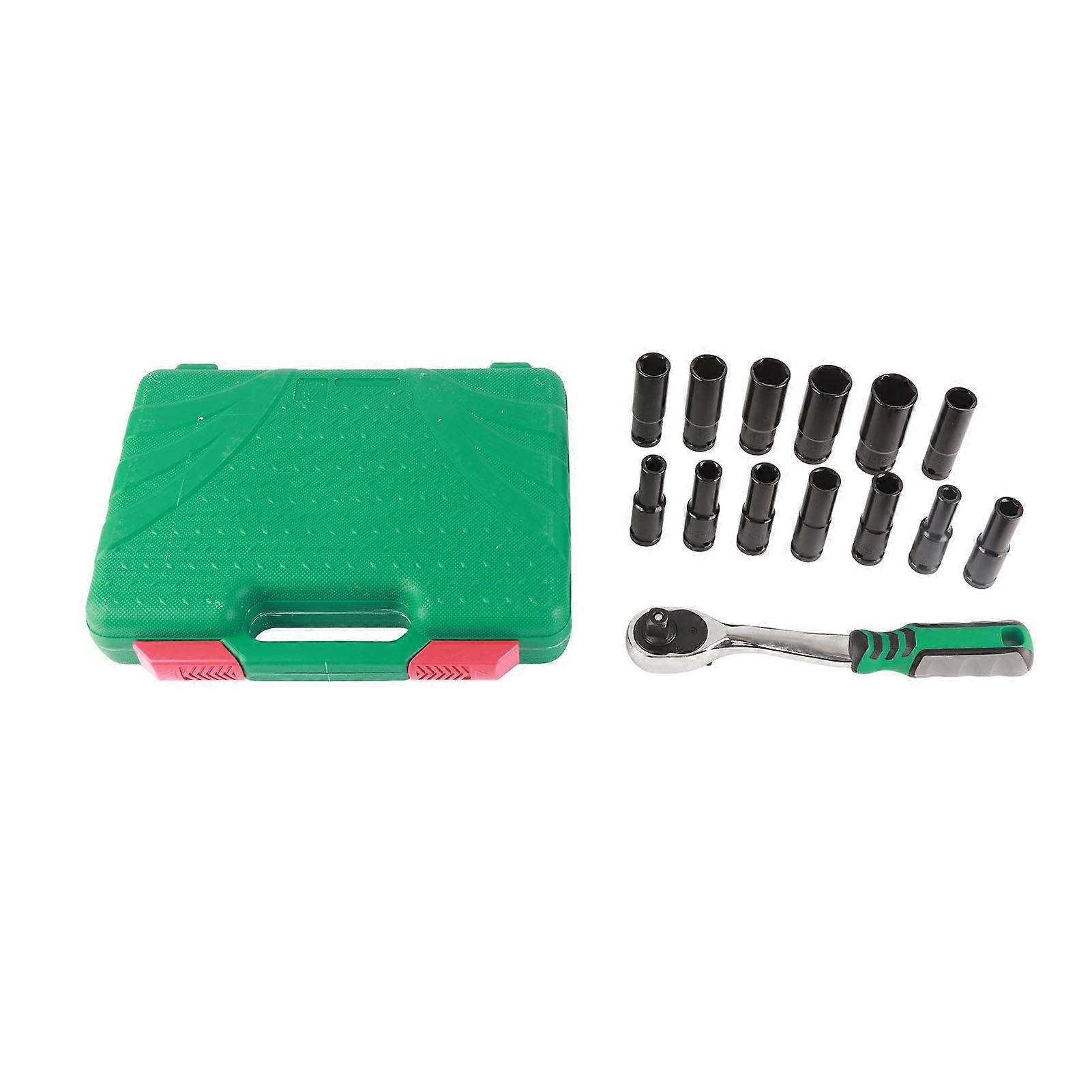 14 PCS Socket Ratchet Wrench Set Metric Ratchet Kit Drive Impact Socket Tool for Automotive Repair