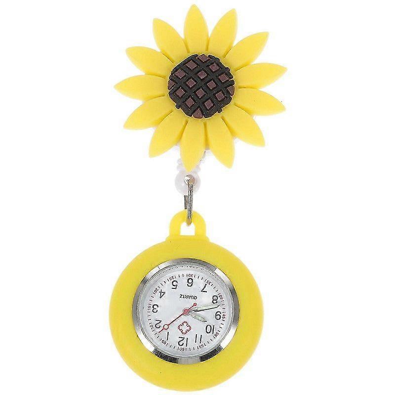 1 Pc Sunflower Design Nurse Watch Wiszący zegarek kieszonkowy z klamrą Prosty zegarek studencki