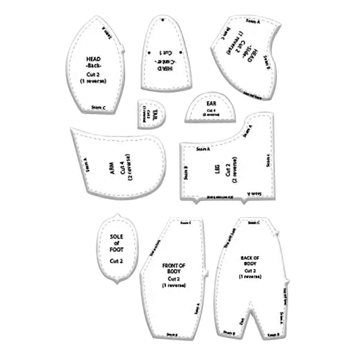 Memory Bear Template Ruler Set Suitable for 12-Inch Bear Template