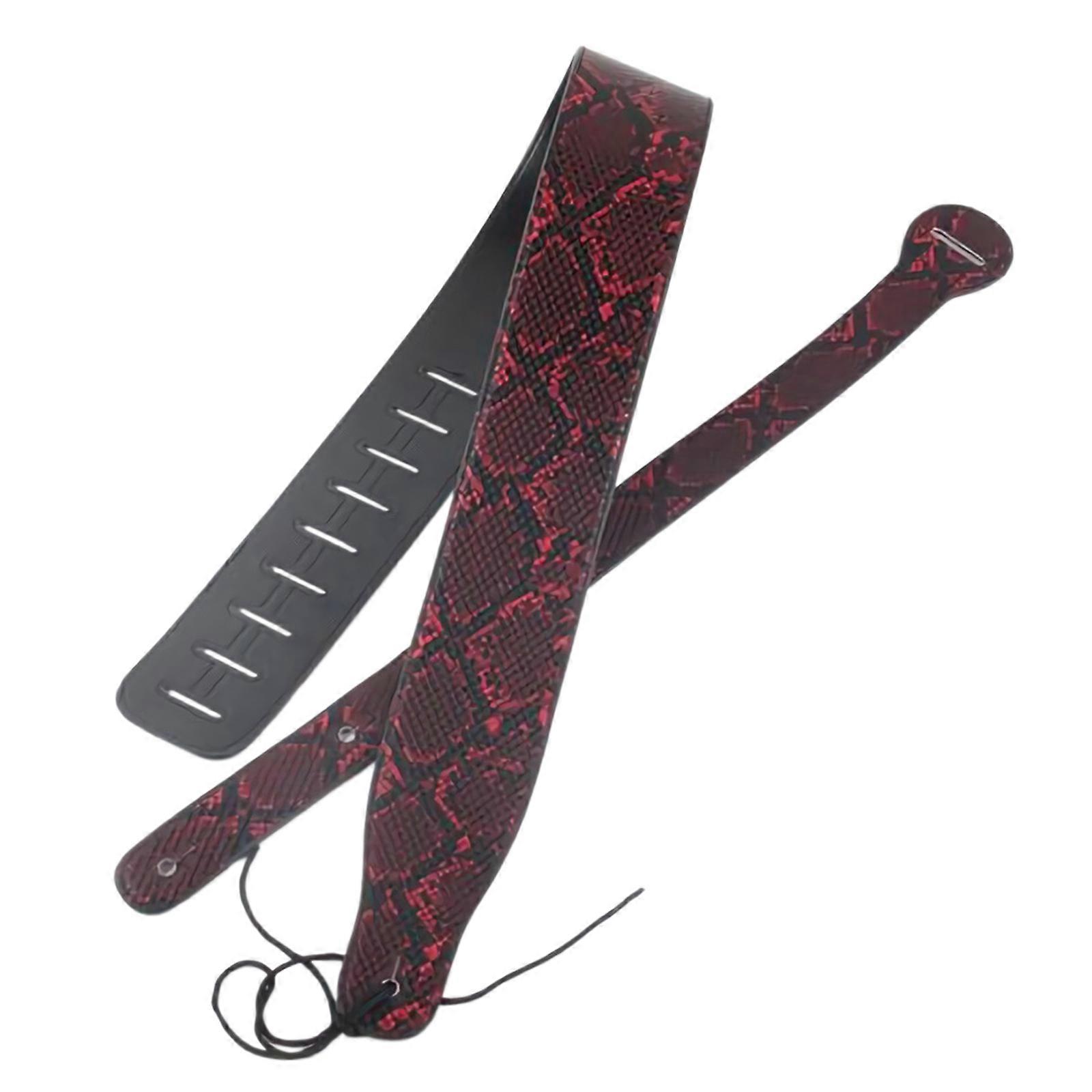 PU Läder Justerbara Gitarrremmar för Män och Kvinnor Vintage Läder Gitarr Rem för Akustisk, Bas och Elgitarr röd