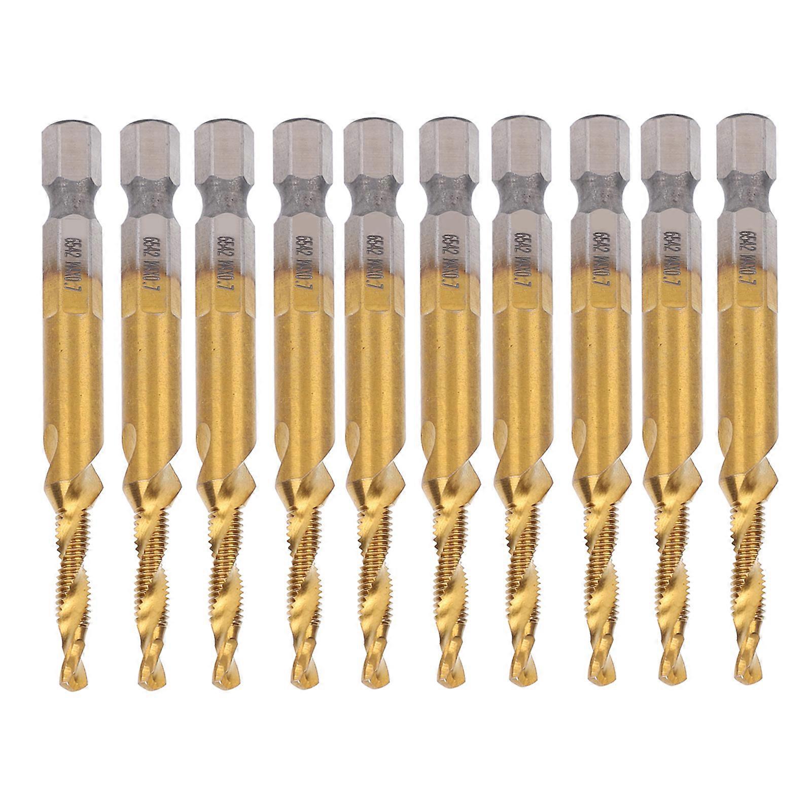 10pcs M4 HSS Tap Kit 3.3mm HSS Drill Bits Hex Shank Tapping Tools