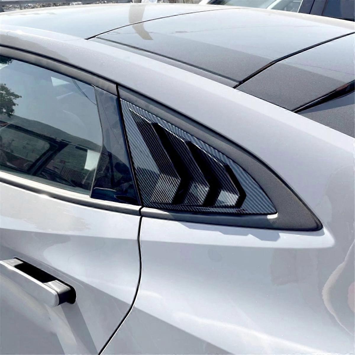 For Rear Spoiler Wing Side Window Triangle Trim -ABS Carbon