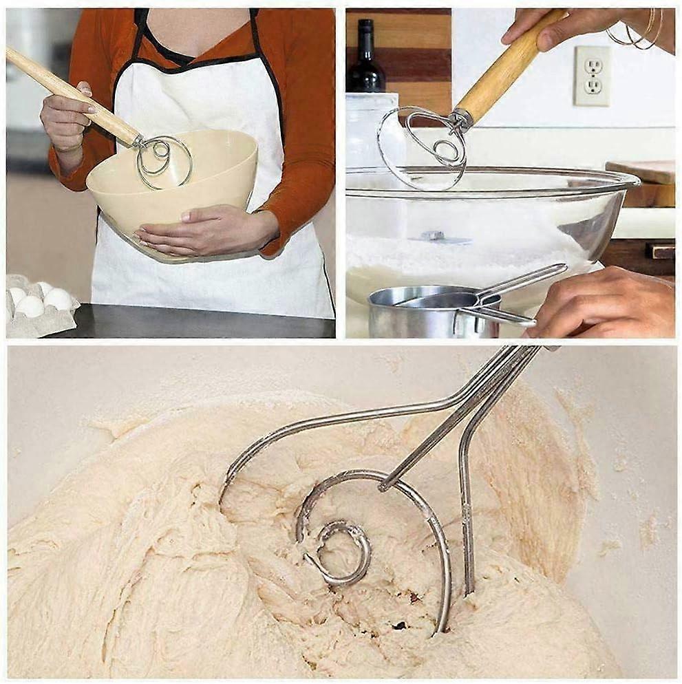Unique Flow-Through Dough Whisk, Efficient Mixing Tool For Sourdough Cooking And Heavy Dough Mixing, With Eastern European Beechwood Handle And