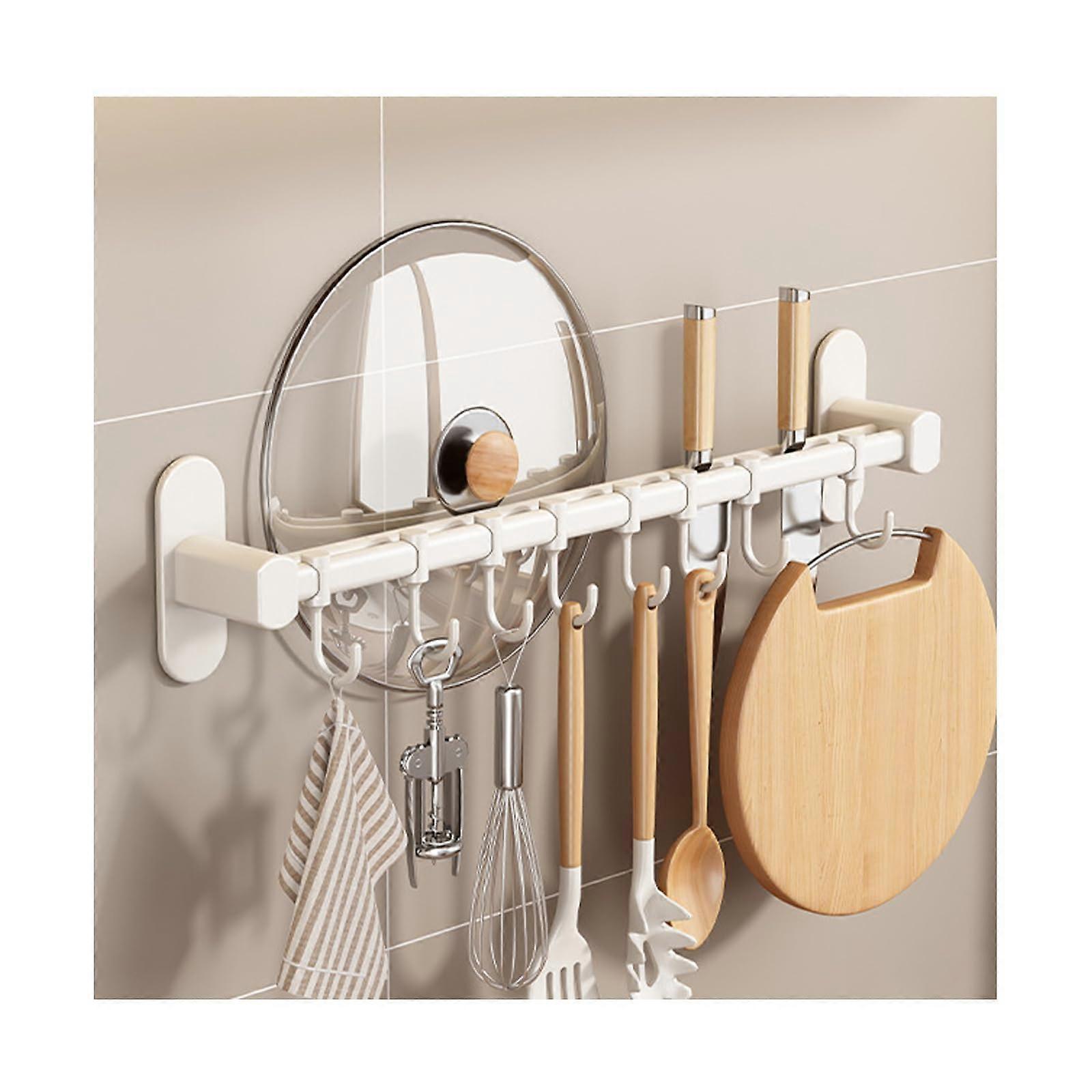 Set of White Kitchen Hooks for Wall Organization 50cm