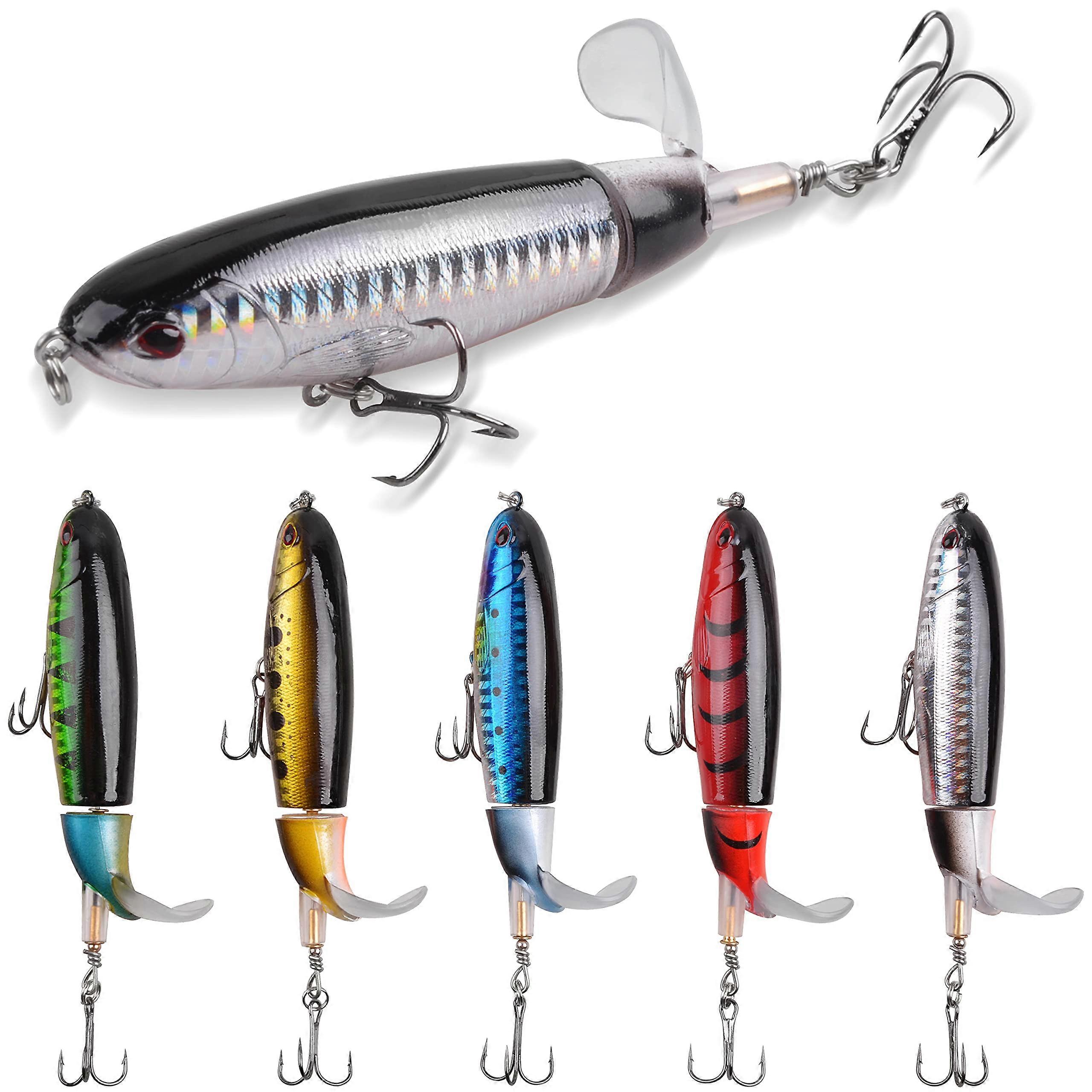 Topwater Bass Fishing Lures Set,Plopping Minnow Lure with Floating Rotating Tail
