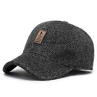 Vinter För Män Utomhus Hatt Justerbar Varm Sport Golf Baseball Keps Hattar Pappa Kepsar Öronlappar Tjockare 55-60cmSvart