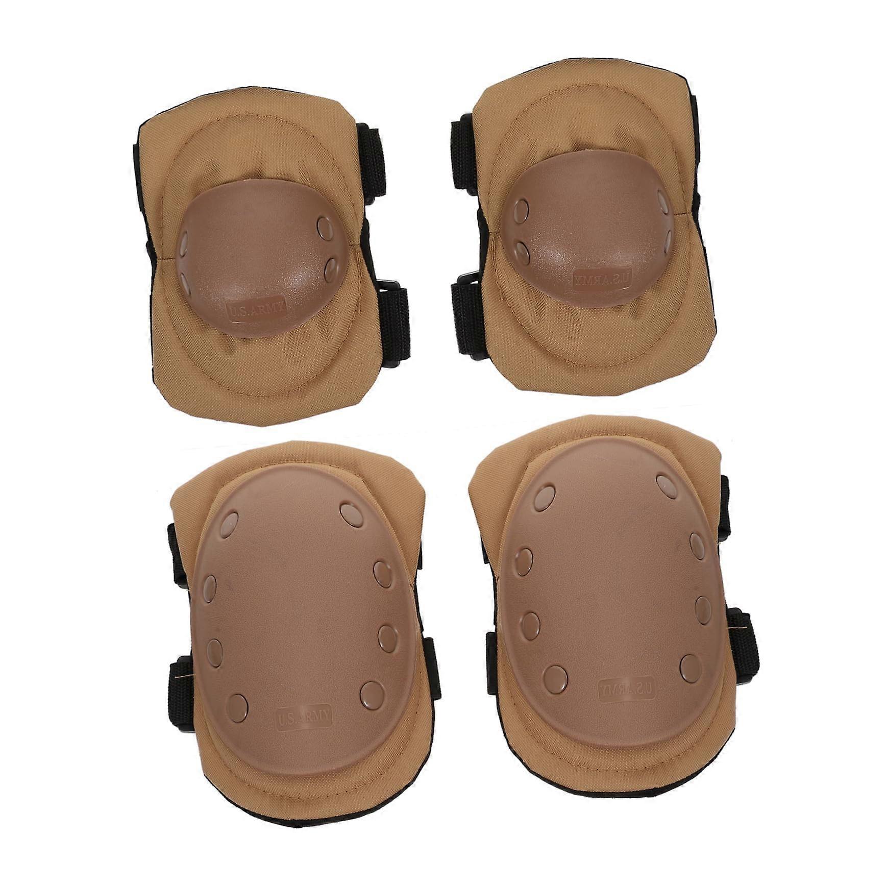 Knee Pads and Elbow Pads 4-Piece Set For Cycling, Elbow Guard and Knee Guard, Rubber Brown