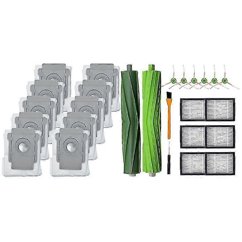 10 包真空袋，适用于 Irobot Roomba I7 I7+/plus S9+ （9550） 和 1 套滚刷、边刷、过滤器