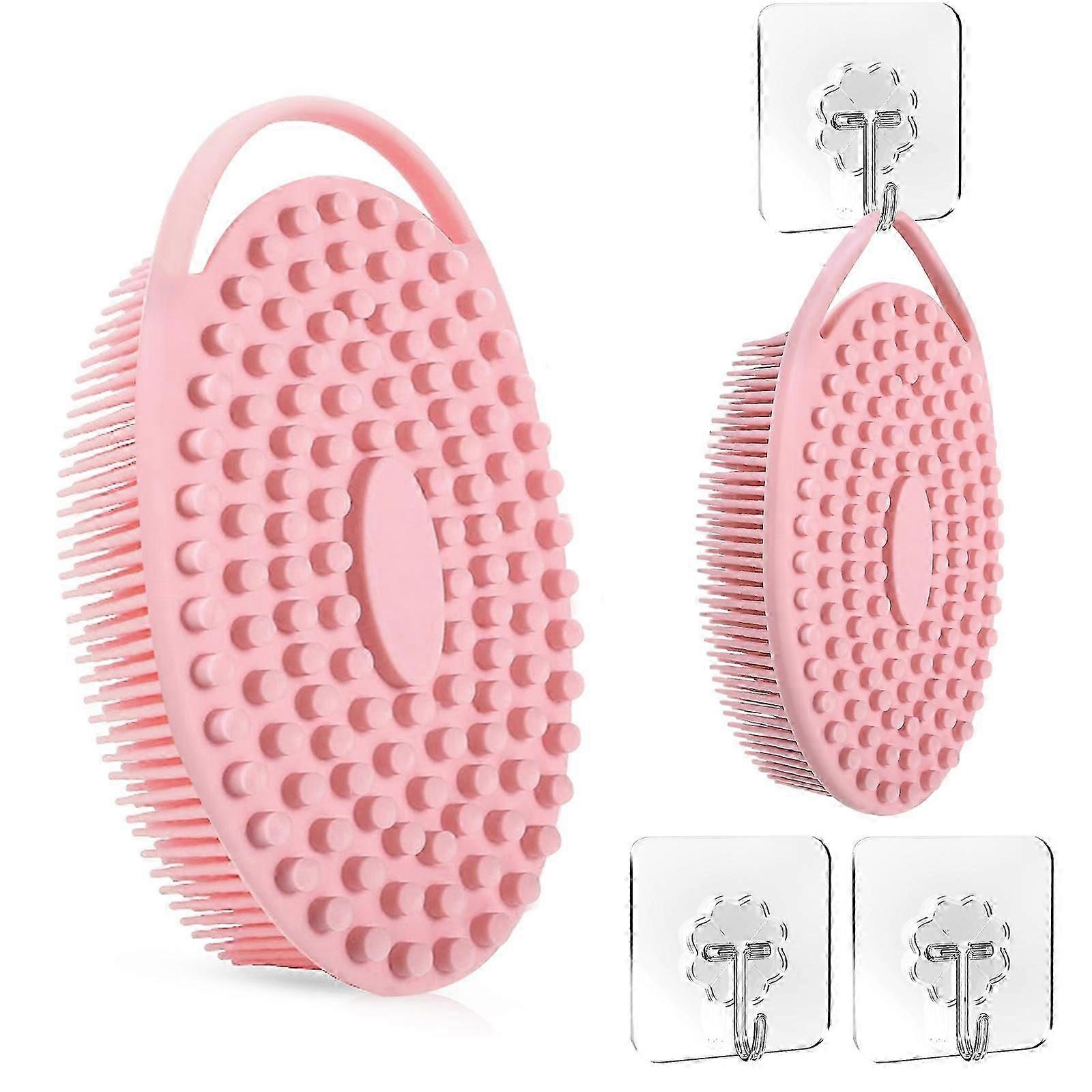 1pcs silicone shower Bath brush + 2pcs transparent traceless hooks &My