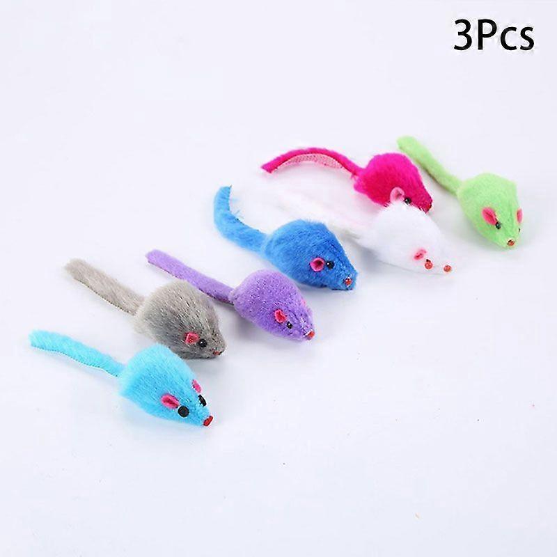 3Pc كاذب الماوس الأليفة القط اللعب مضحك اللعب اللعب للقطط مع هدايا الريش الملونة