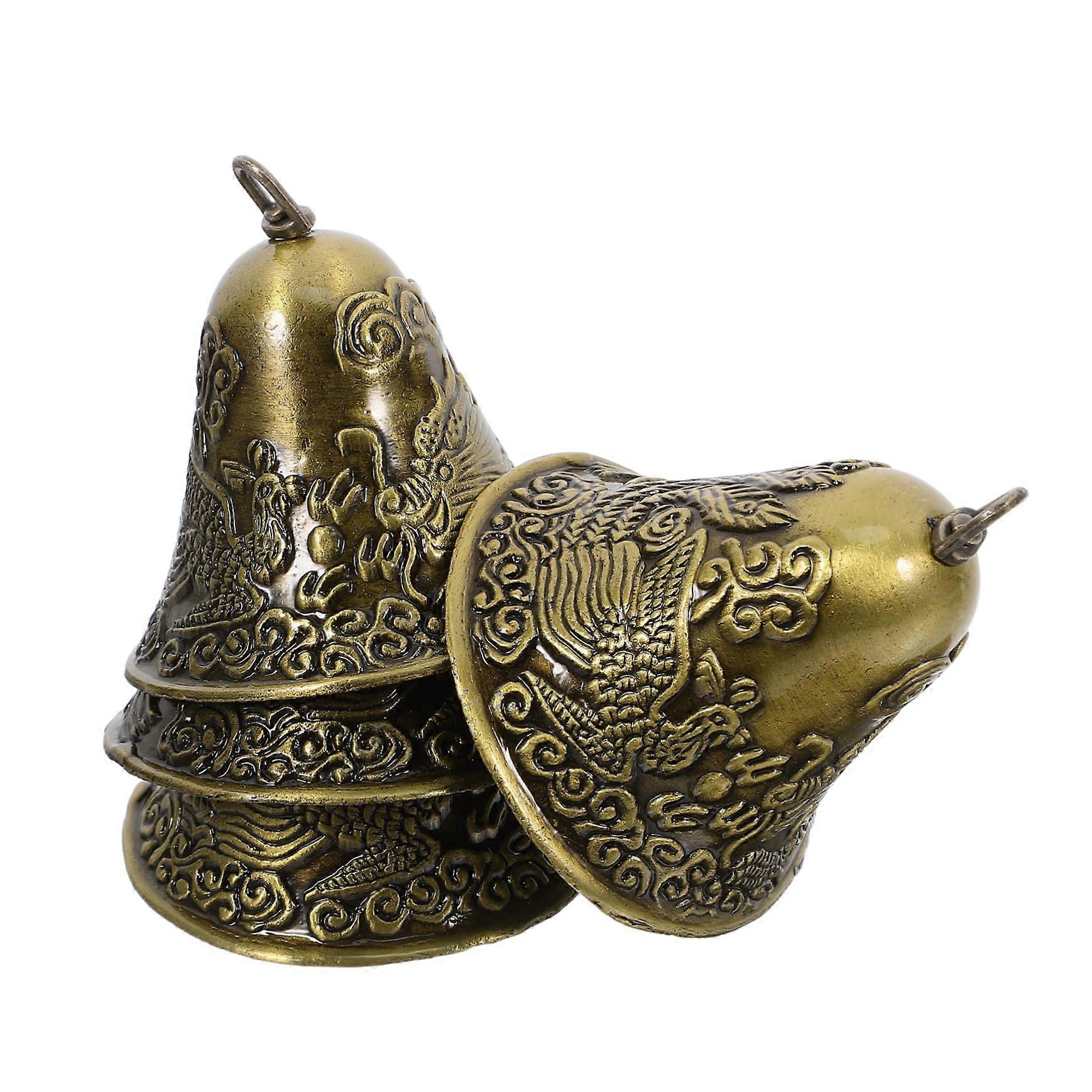 Intricate Dragon Phoenix Motif Wind Chime Bells 4pcs Large Bells for Outside Decor for Crafts Ref: 8525