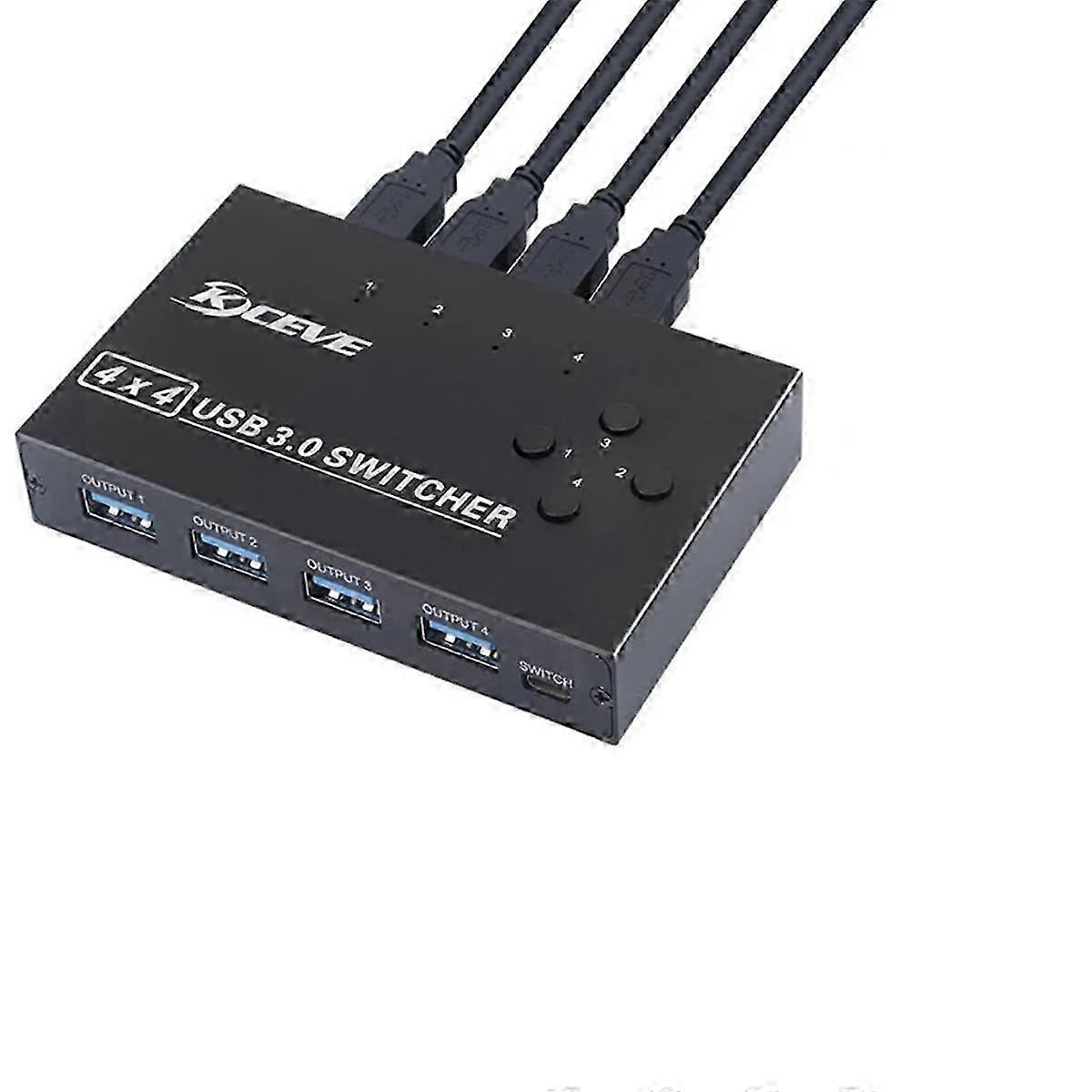 USB 3.0 Switcher KM Switch Selector 4 Computer Laptop PC Desktop Hub Splitter KVM per Pro Tastiera Mouse