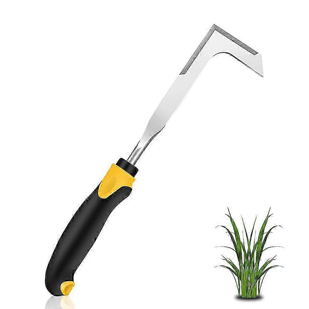 木製ハンドル手動除草機 - ステンレス鋼スタンディング除草ツール