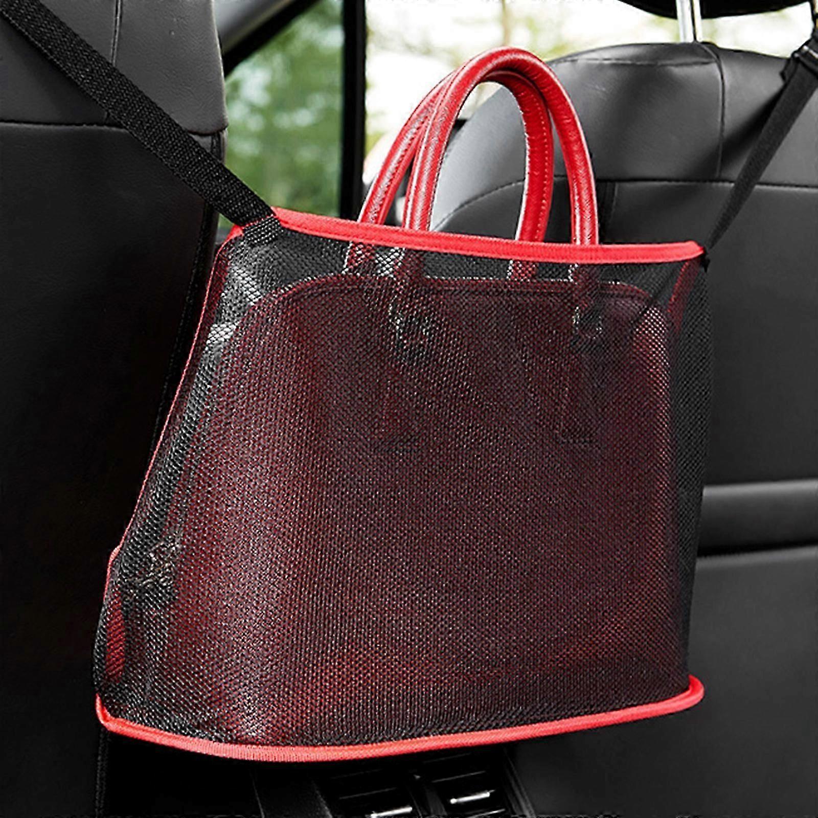 Red Advanced Car Net Pocket Handbag Holder Organizer Seat Storage Mesh Bag