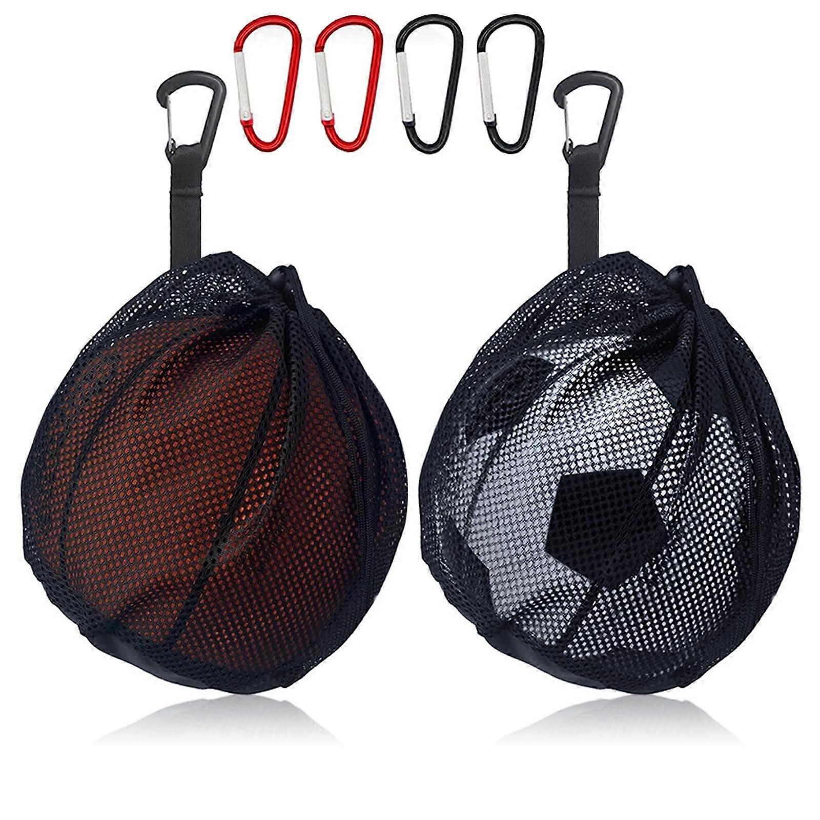 Ball Net for 1 Ball, Portable Foldable Backpack with 4 Mountaineering Buckles, Ideal for Basketball, Football, Volleyball