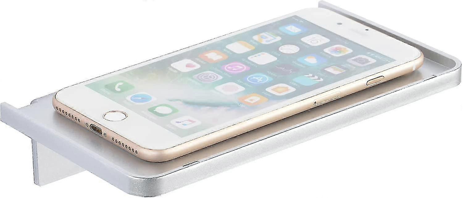 バスルームキッチン用の小さな透明なアクリルウォールシェルフスティックオン接着剤マウント - シルバー