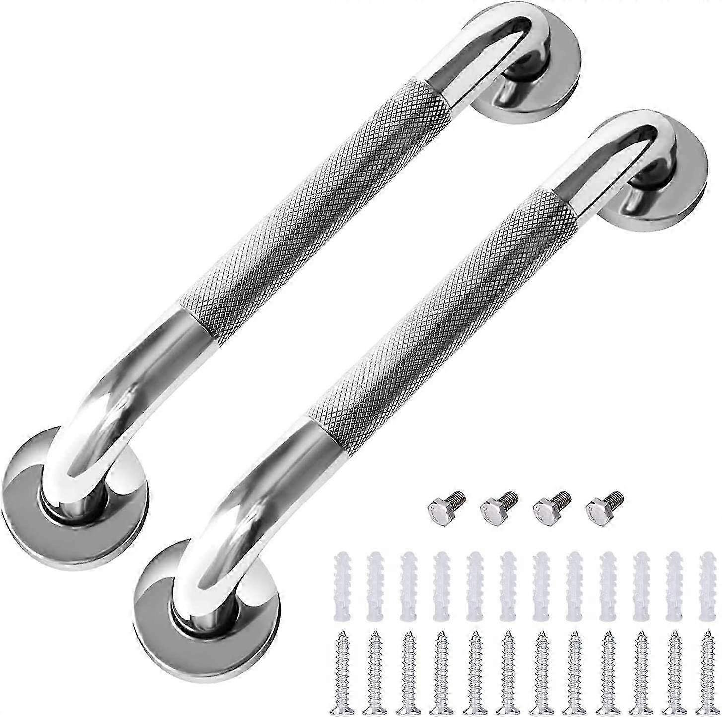 2er-Pack Badezimmer-Haltegriffe aus Edelstahl, rutschfester Duschsicherheitsgriff für ältere Menschen und Behinderte (12")