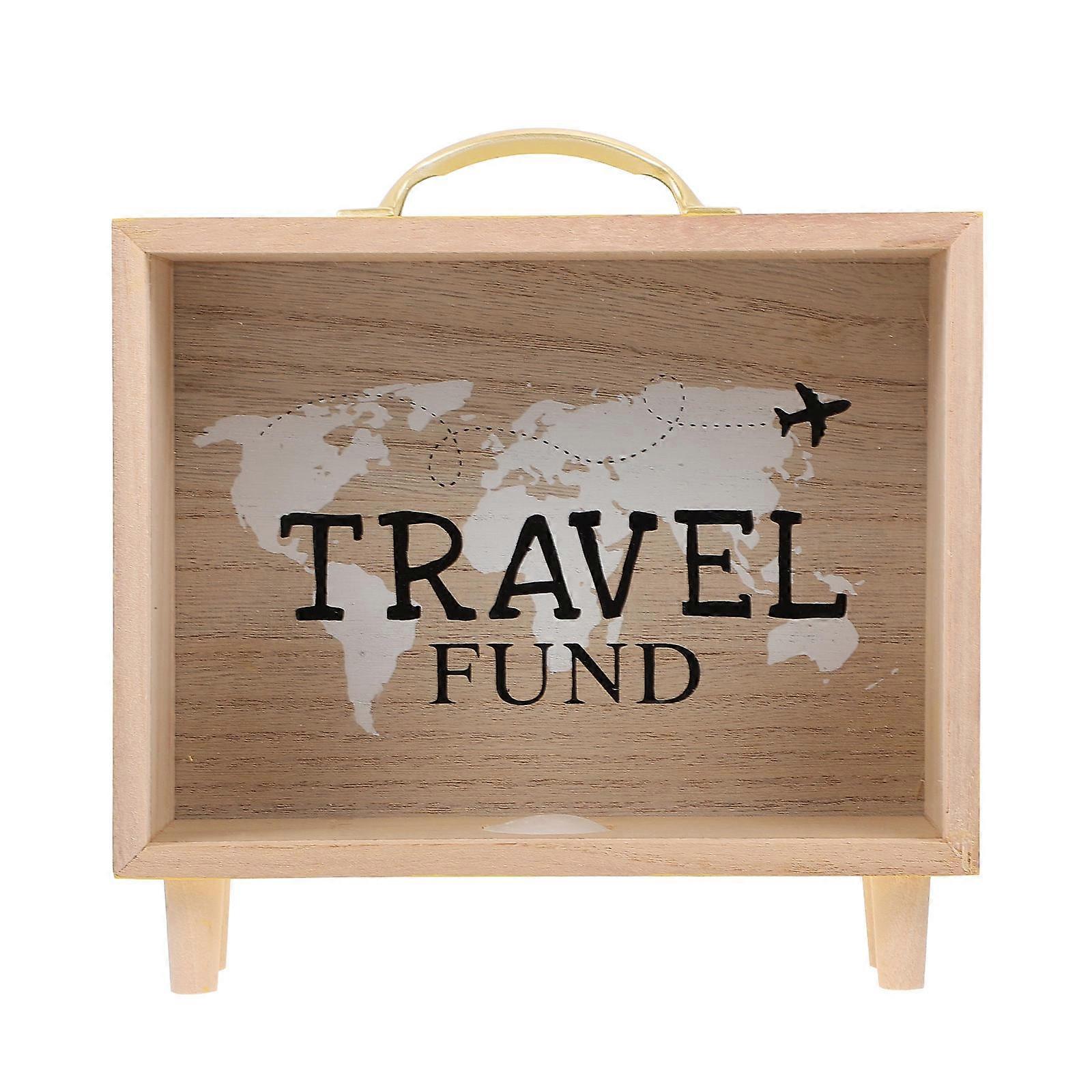 Wooden Money Saving Box Khaki DIY Piggy Bank Large Capacity Desktop Storage Holder Decorative Home Ornament Family