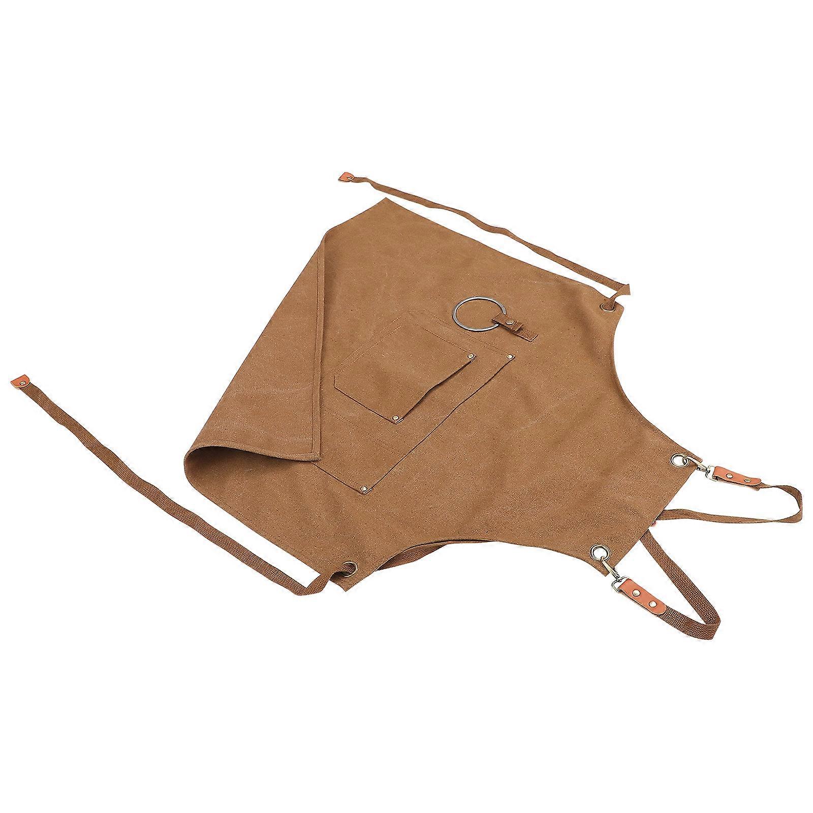 Practical Pocket Apron For Home Users Studio Use With Square Shape Light Brown 80.00X68.00X0.20CM Washable 1Pcs