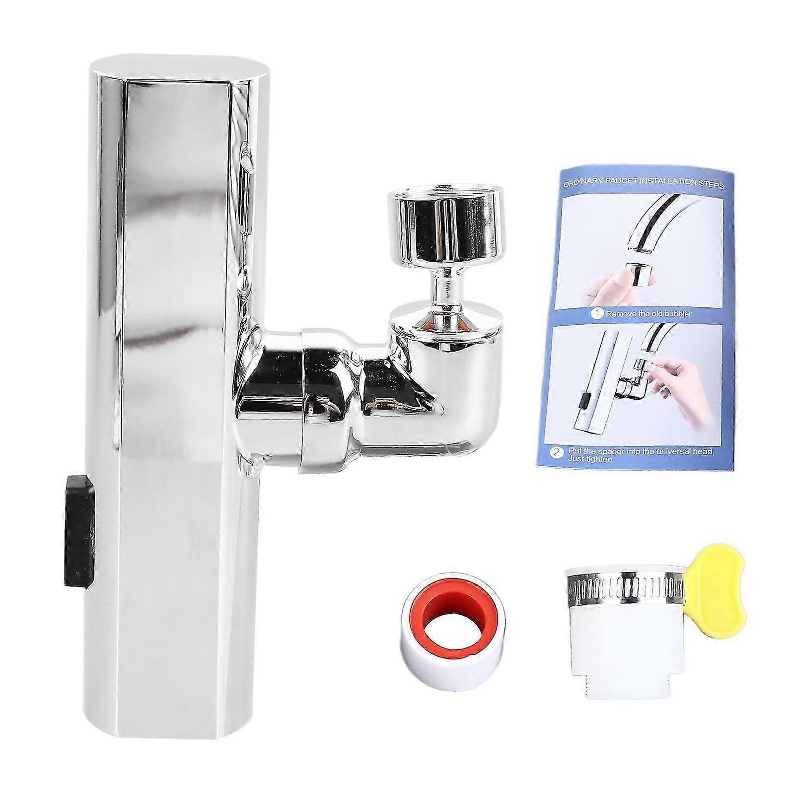 Waterfall Faucet Extender Electroplated Silver Copper Splash Proof Universal Swivel Extender Adapter 3 Modes
