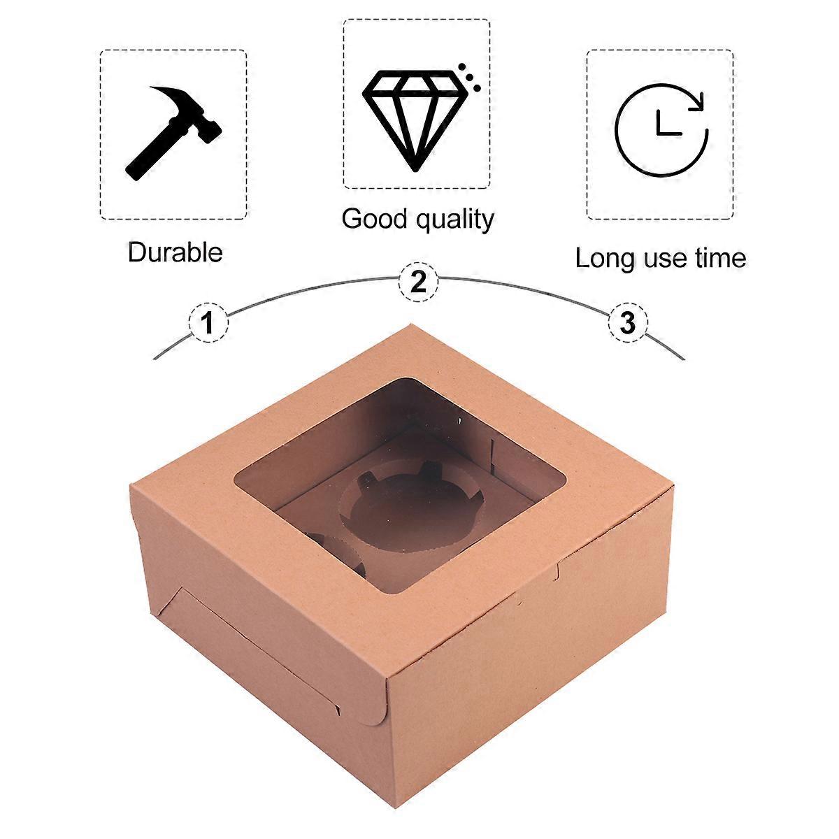 Dessert Box Cupcake Wrapping Package Box Chocolate 16x16x7.5cm Waterproof Oily Resistant 10Pcs