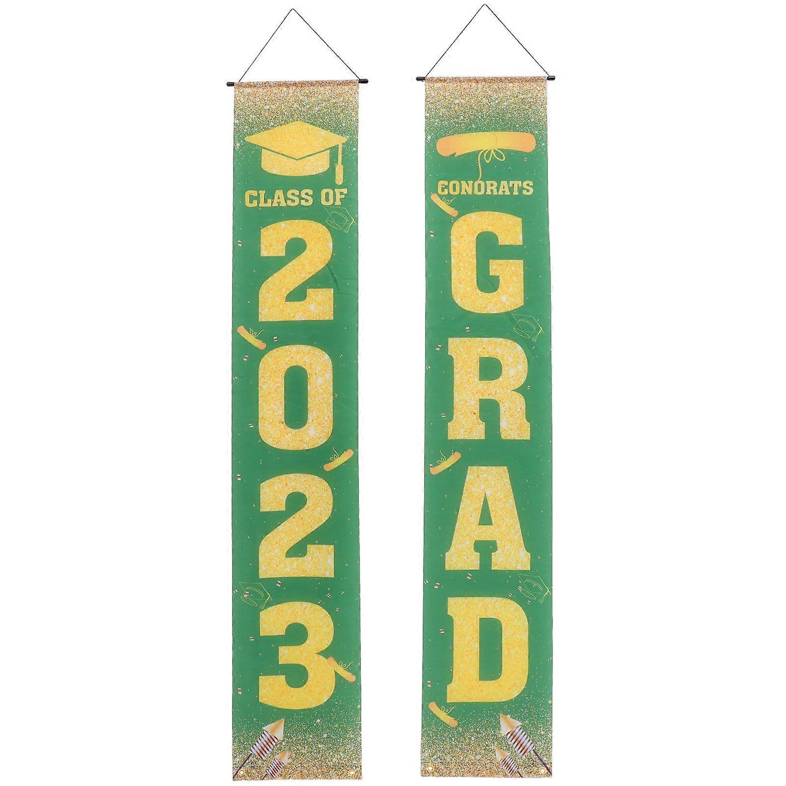 Graduation Banner Party Decoration Assorted Color Rectangular Shape Polyester Pongee 180X30CM For Graduation Party 1 Pair