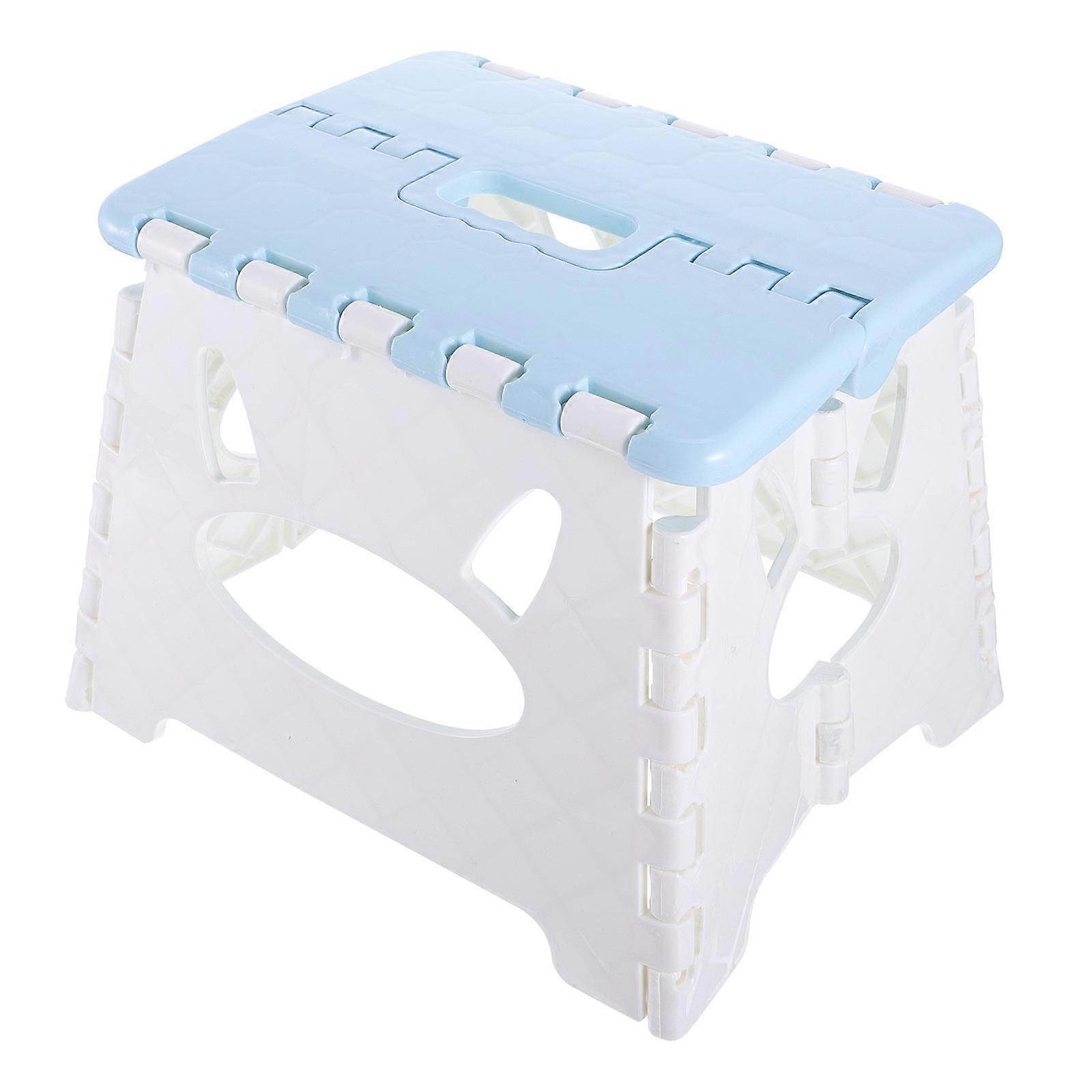 Small Folding Stool Portable Plastic Square Step Stool Blue 24x19.3cm Easy to Store and Carry 1Set