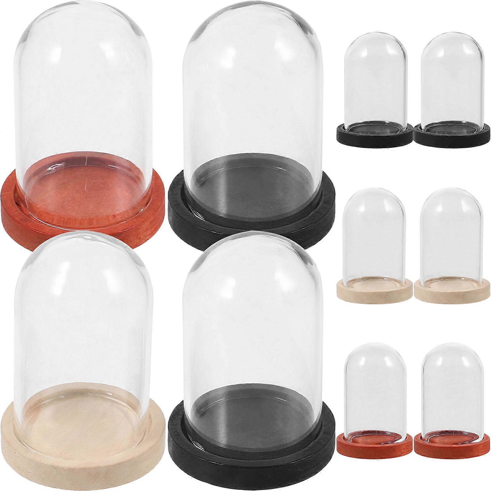 Glass Domes For Display Mini Glass Dome With Tray Wood Base For Hobbyists 10Sets
