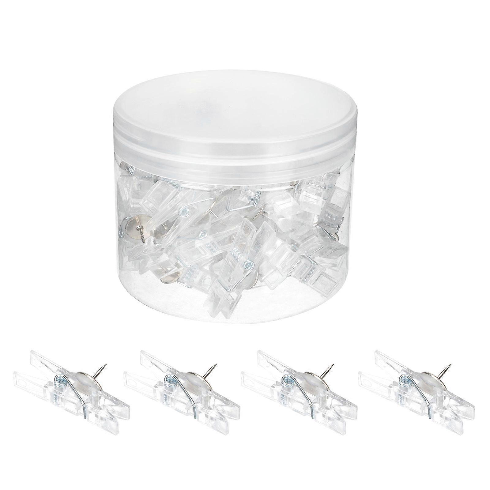 Transparent Household Photo Clips for Daily Use 50Pcs Convenient Pushpin Clips