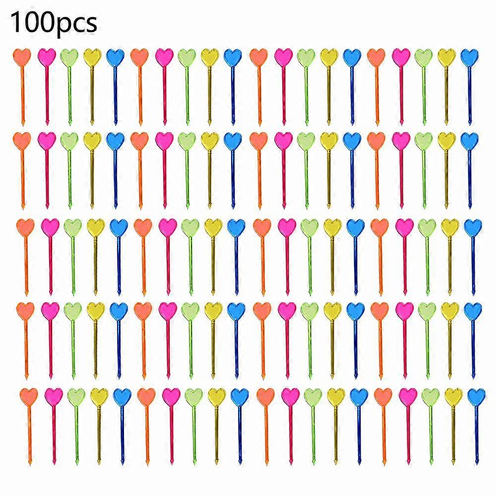 100Pcs Fruit Toothpicks Disposable Appetizer Cocktail Sticks Colorful