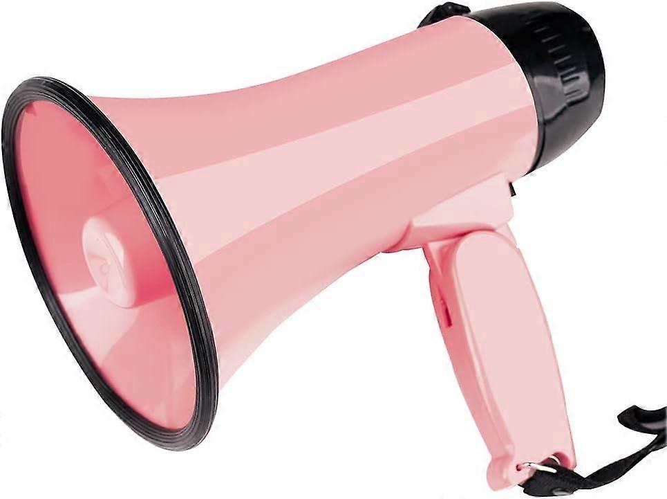 Portable Megaphone Bullhorn 25 Watt Power Megaphone Speaker Voice and Siren/Alarm Modes (Pink)