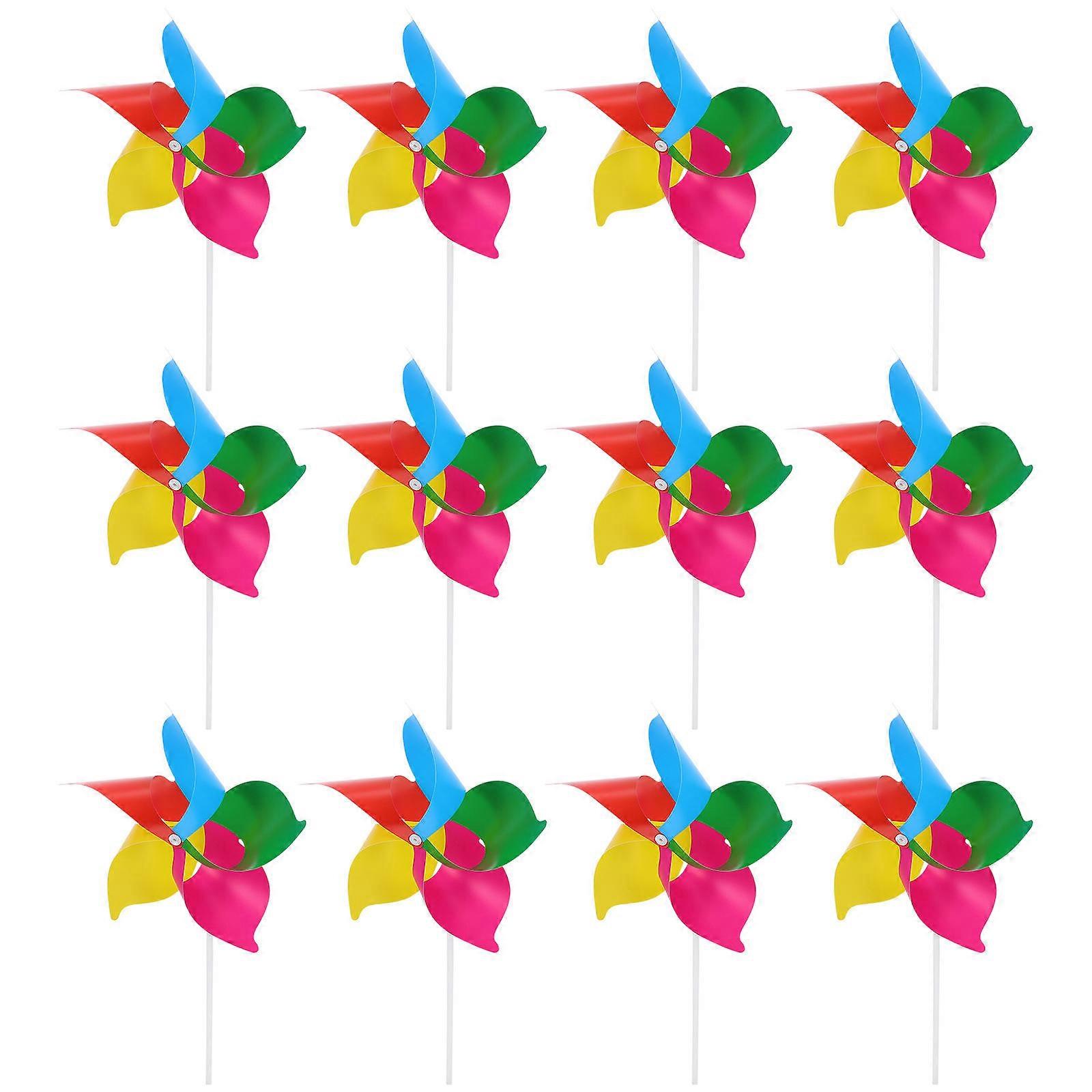 Vibrant Round Windmill Toys Plastic Material Party Decorations 25Pcs