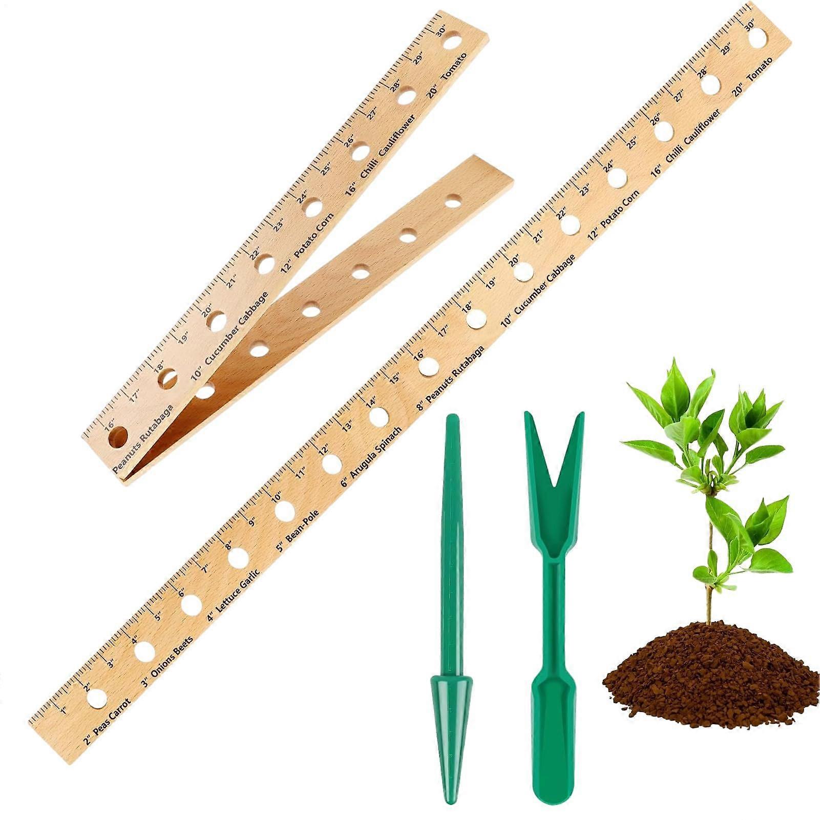 Seed Spacing Tool, Adjustable Planting Ruler for Garden, Foldable Wooden Seed Spacer, Seed Tray Measuring Device