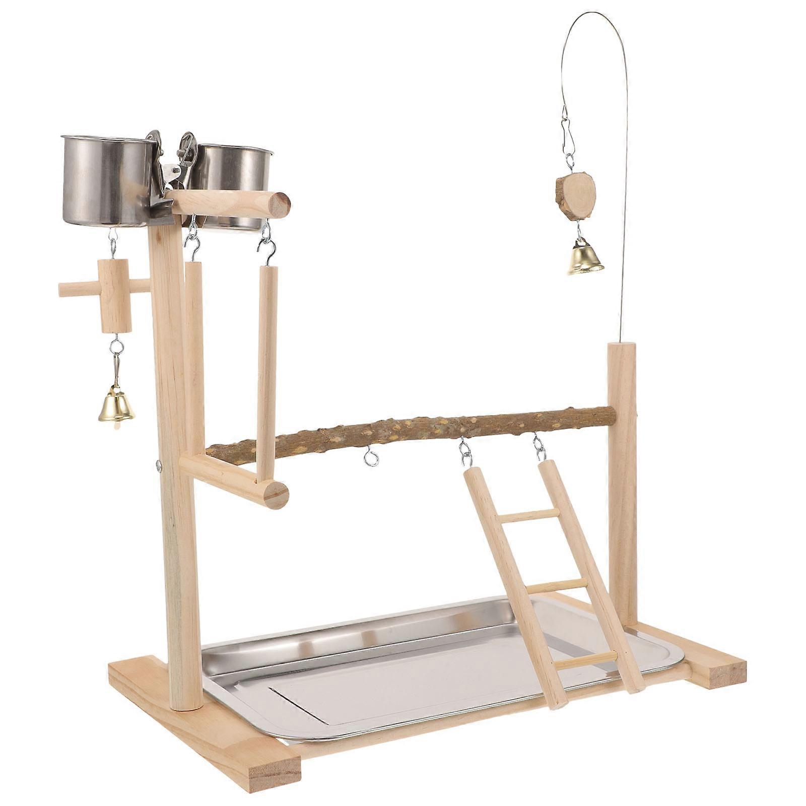 Wood Bird Perch Stand Parrot Play Platform Parrots Pet Training Increase Curiosity 1Set