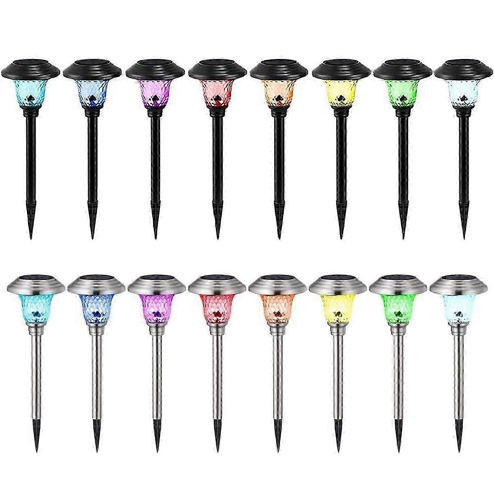 8 Pack Solar Pathway Lights, Landscape Path Lights, Super Bright Up to 12 Hr in Black and Silver