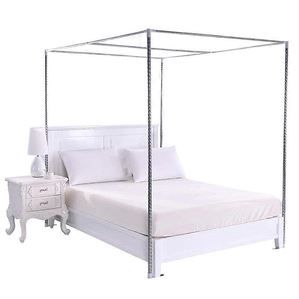 Mosquito net, stainless steel bed curtain posts, 4corner bed canopy posts, mosquito net holder, compatible bed, silver, 22 mm, 1.5 × 2 m bed.