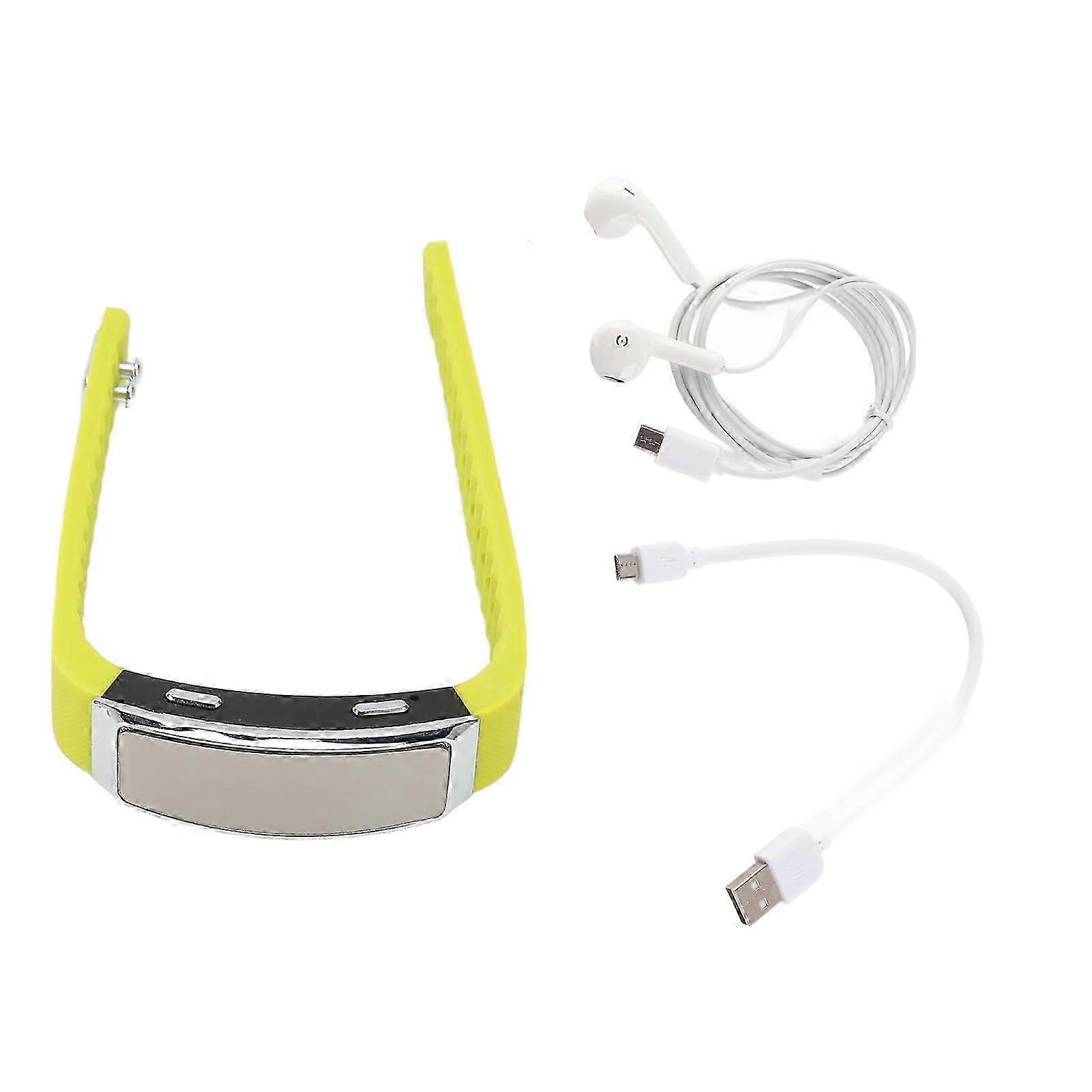 HD Noise Reduction Voice Activated Rechargeable Music Player Recorder Wristband for Class Meeting Yellow 32GB