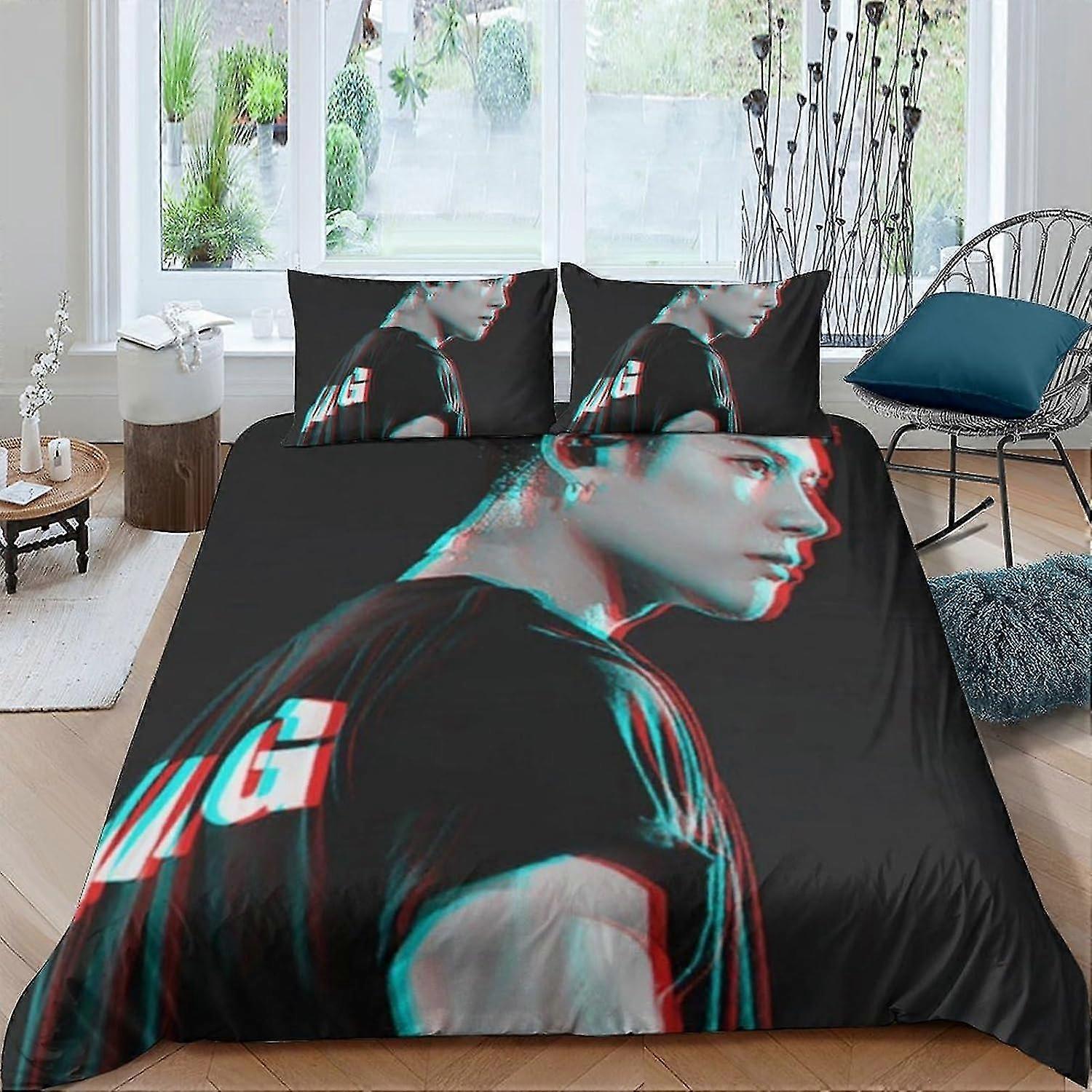 Conjunto de Capa de Edredão para Crianças Meninos Capa de Colcha de Microfibra Macia Conjunto de 3 Peças com Fecho de Zíper King