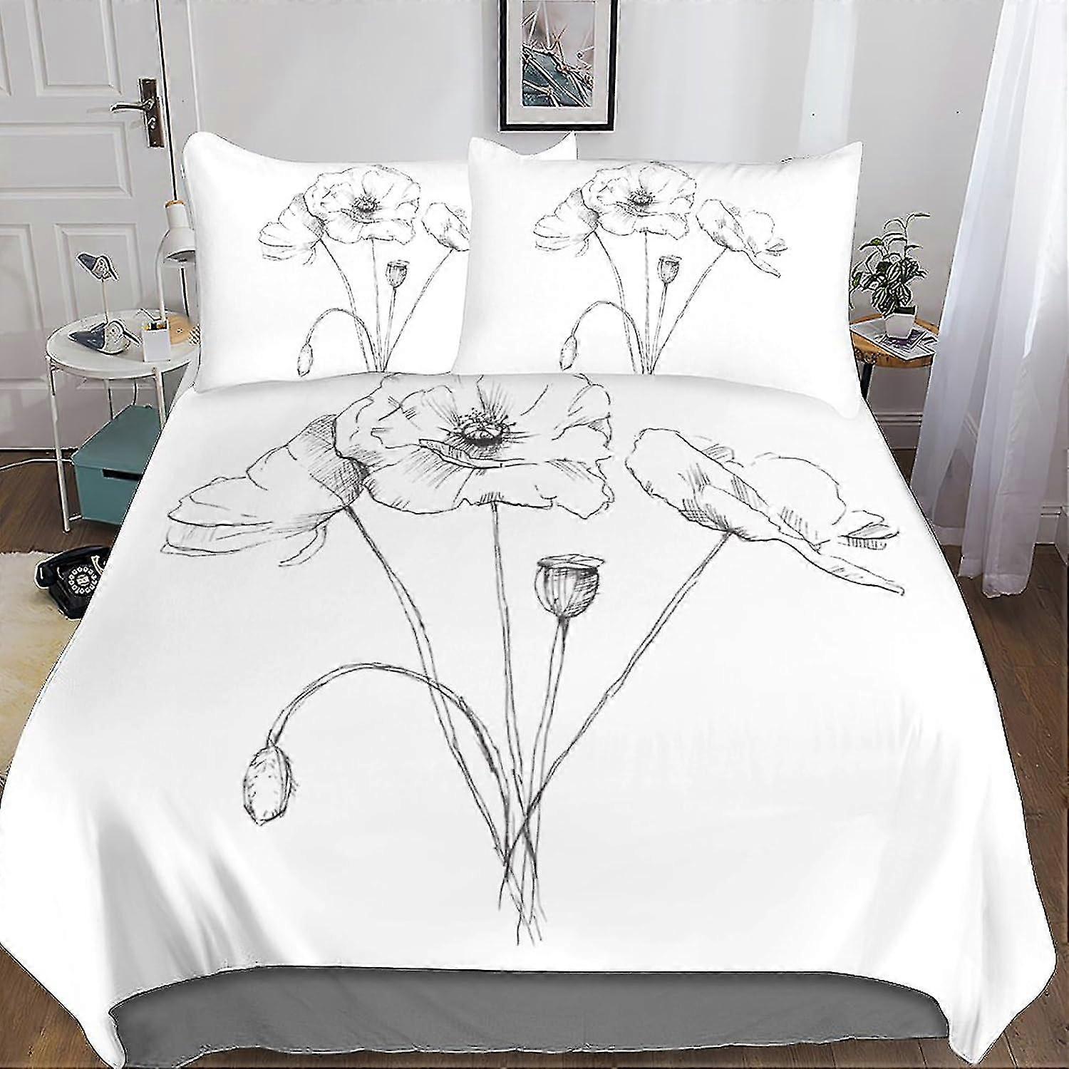 Conjunto de capa de edredom com estampa botânica, roupa de cama ultra macia de microfibra com zíper oculto, 3 peças