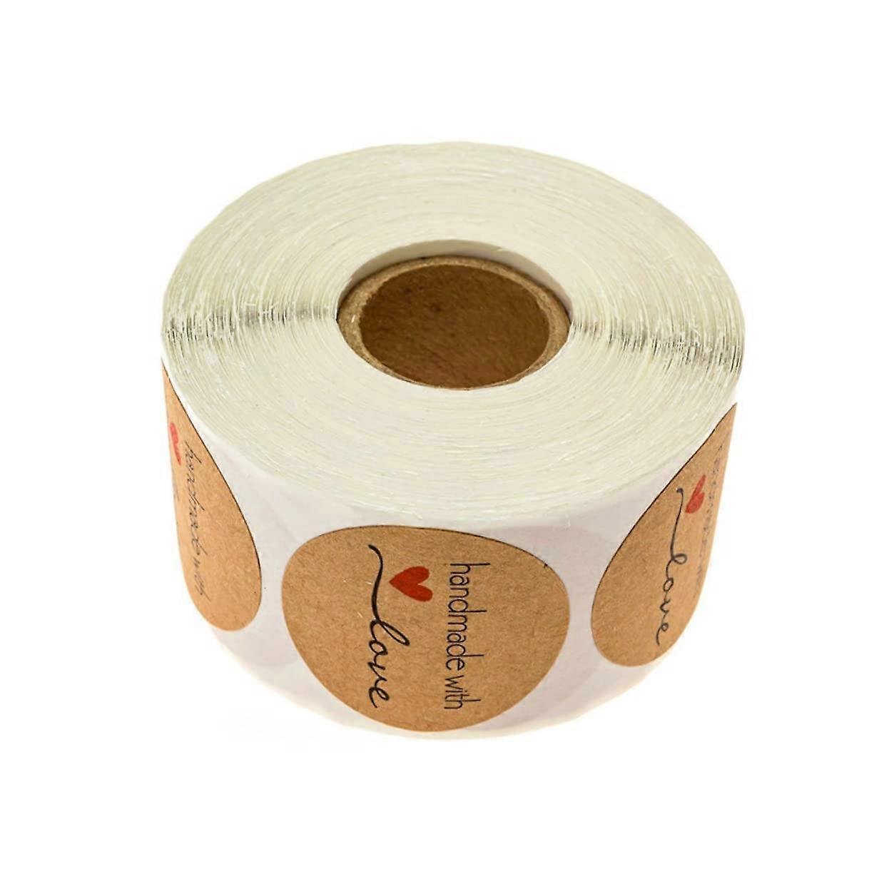 Kraftpapier Sticker Roll for Decorating Labels, Handmade with Love for Scrapbooking and Personal Messages, 1 Roll