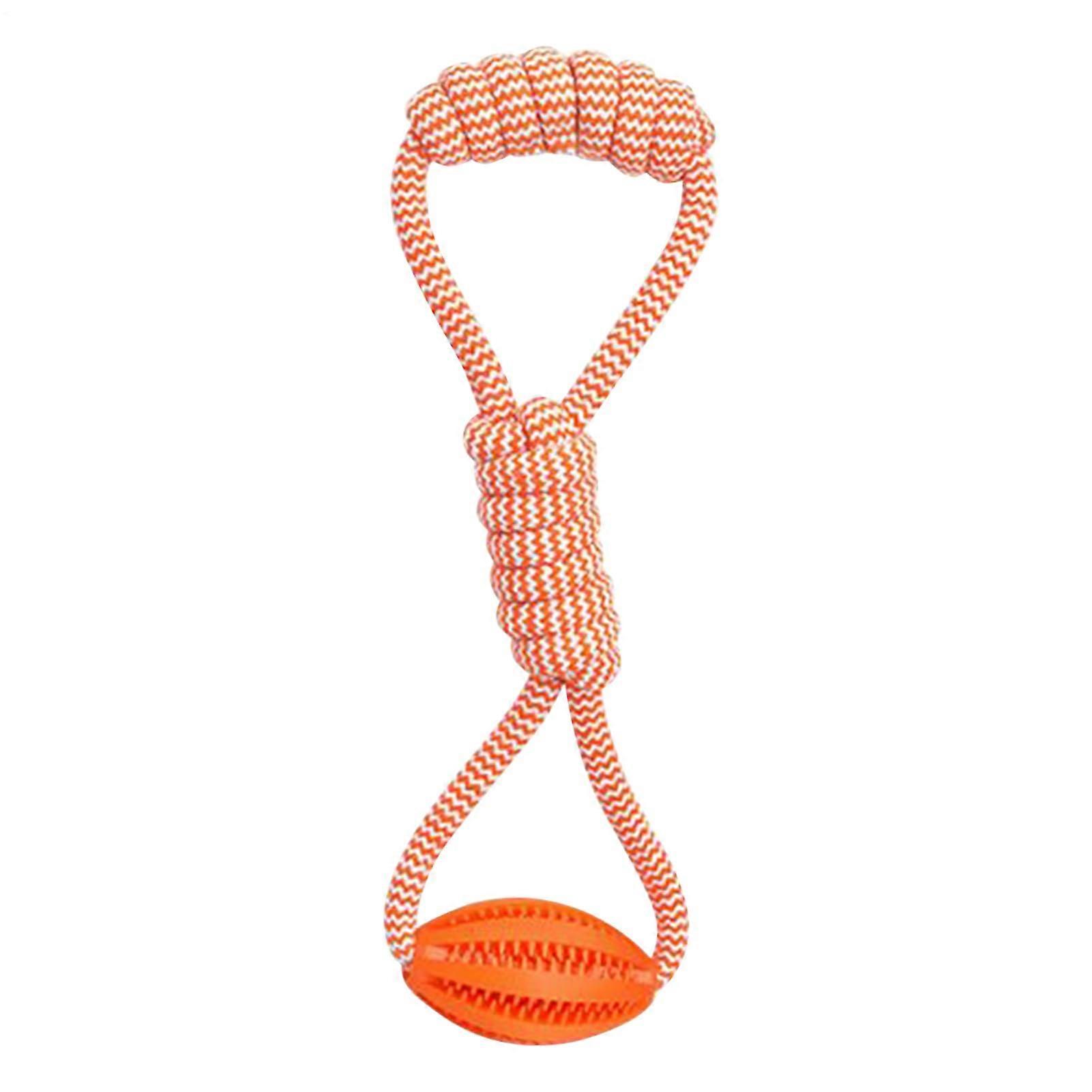 Dog Ball On A Rope Interactive Rope Ball Toy For Aggressive Chewers Football Shape Orange