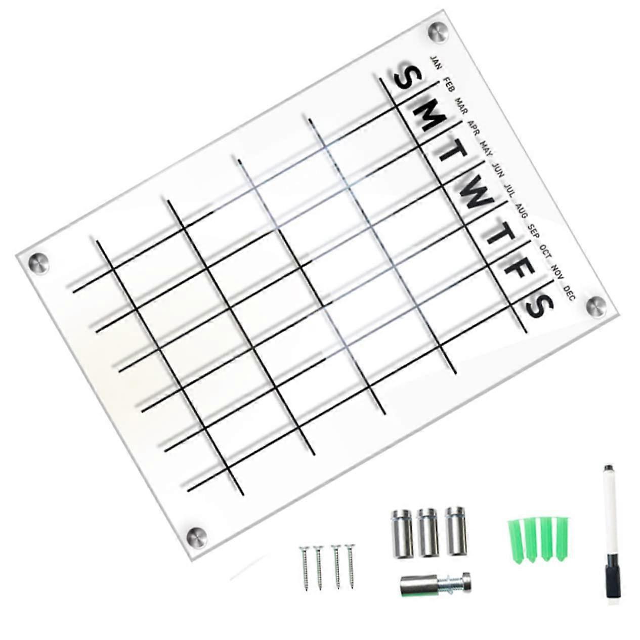 Hanging Memo Board, Dry Erase, 1-Set, Transparent, Includes Pins and Marker, Weekly Planning for Office Home School